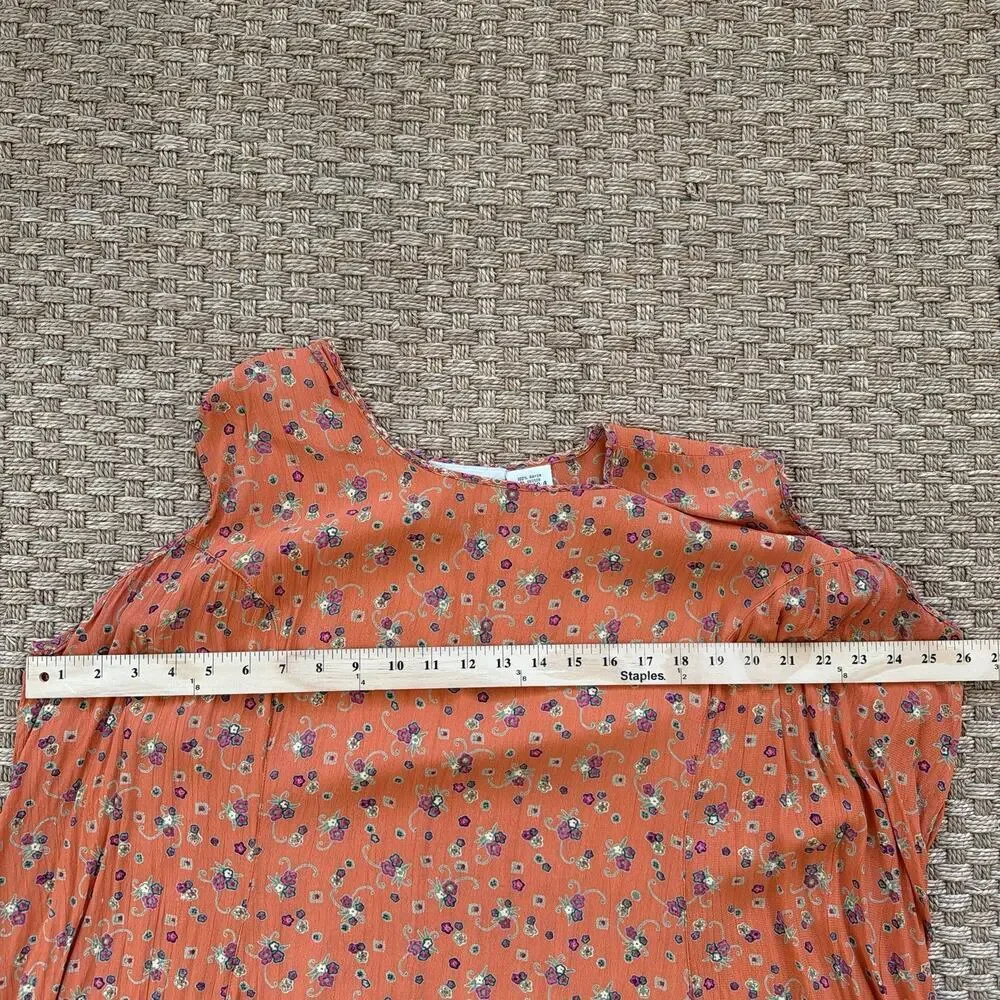 Vintage Olivia floral orange tropical maxi dress Miu Miu style women’s size 1x - Picture 8 of 11